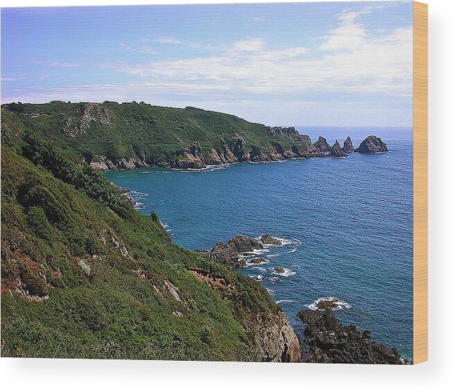 Guernsey Wood Print featuring the photograph Cliffs On Isle of Guernsey by Bellesouth Studio
