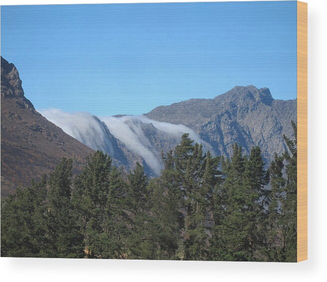100217 Rep South Africa Expedition Wood Print featuring the photograph Clouds Flowing Over the Mountains by Gregory Daley MPSA