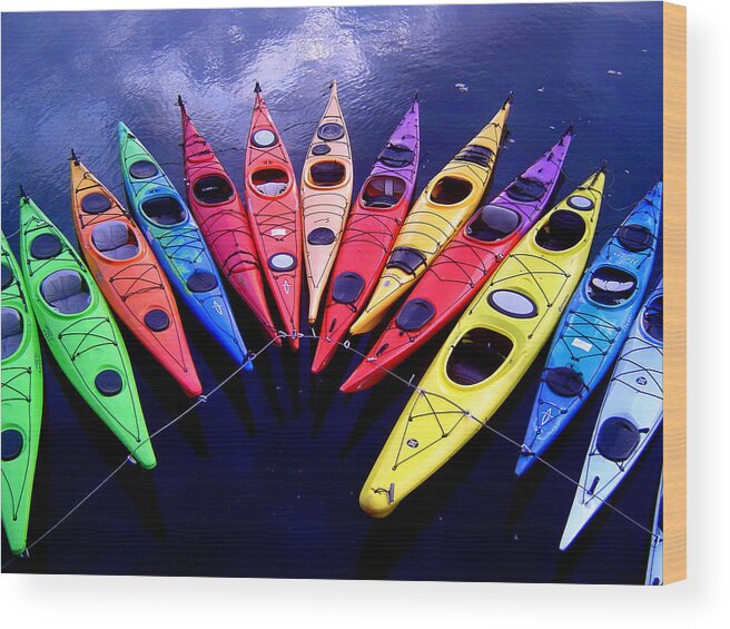 Kayak Wood Print featuring the photograph Clustered Kayaks by Owen Weber