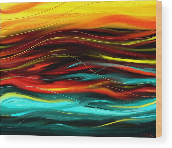 Colorful Wood Print featuring the painting Color Waves by Shawna Rowe