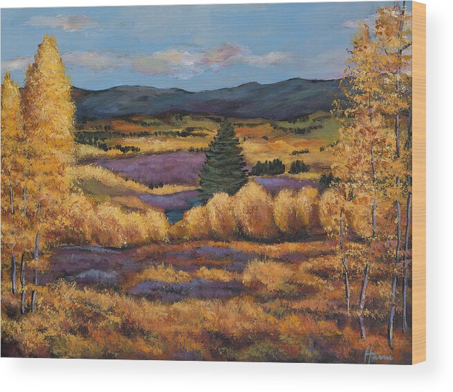 Autumn Aspen Wood Print featuring the painting Colorado by Johnathan Harris