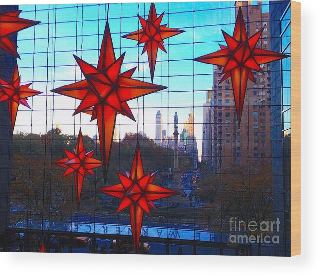 Lights Wood Print featuring the photograph Columbus Circle Joy by Beth Saffer