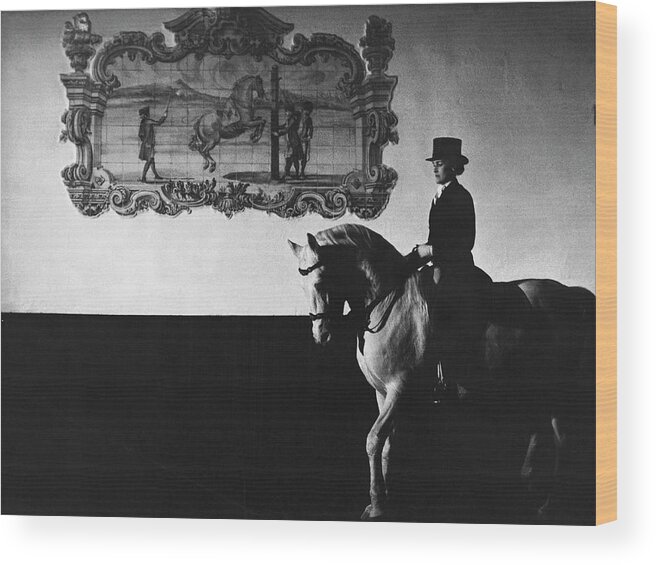 Animal Wood Print featuring the photograph Conchita Cintron Riding A Stallion by Henry Clarke