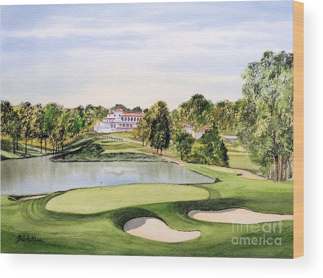 Congressional Golf Course 10th Hole Wood Print featuring the painting Congressional Golf Course 10Th Hole by Bill Holkham