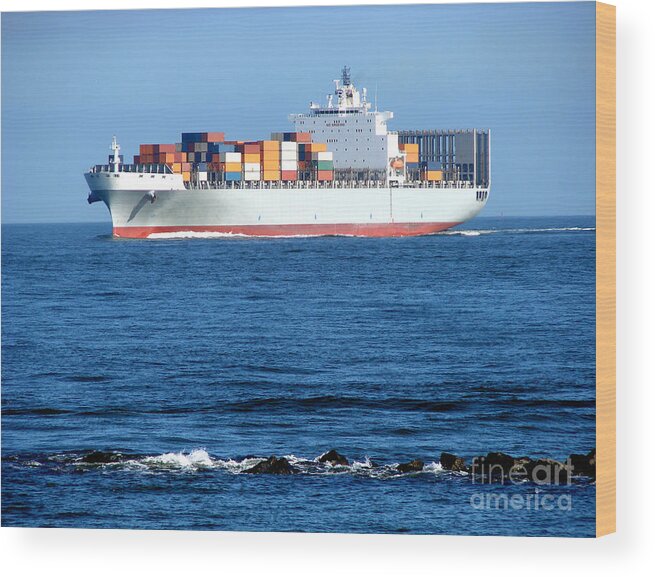 Ship Wood Print featuring the photograph Container Ship by Olivier Le Queinec