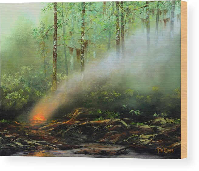 Fire Wood Print featuring the painting Controlled Burn by Tim Davis