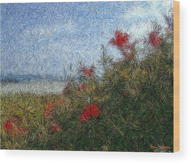  Wood Print featuring the photograph Coronado Beach Flowers by Rein Nomm