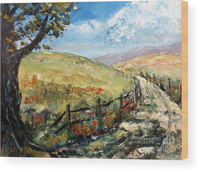 Rural Wood Print featuring the painting Country Road by Lee Piper