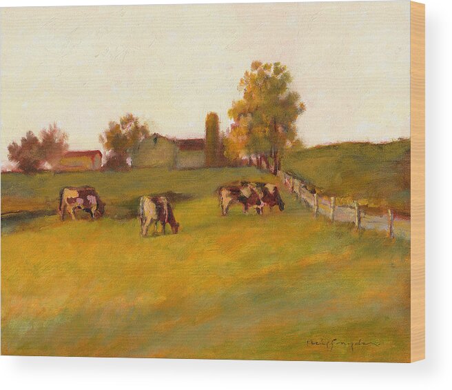 Reifsnyder Wood Print featuring the painting Cows2 by J Reifsnyder