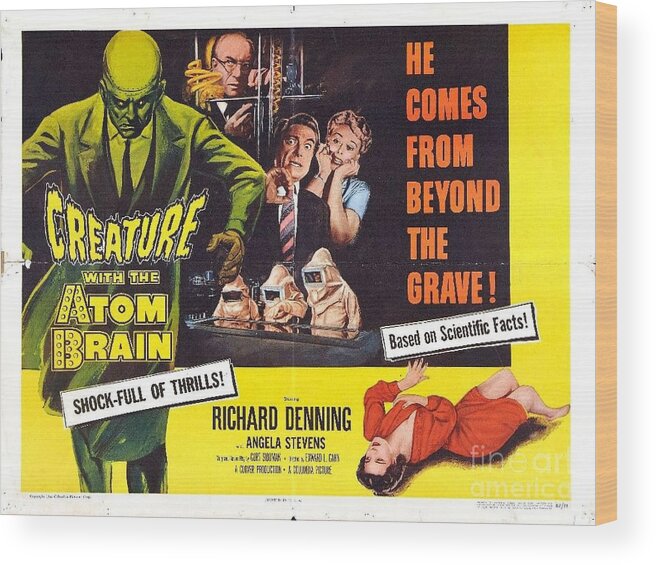 Vintage Wood Print featuring the photograph Creature With The Atom Brain by Action