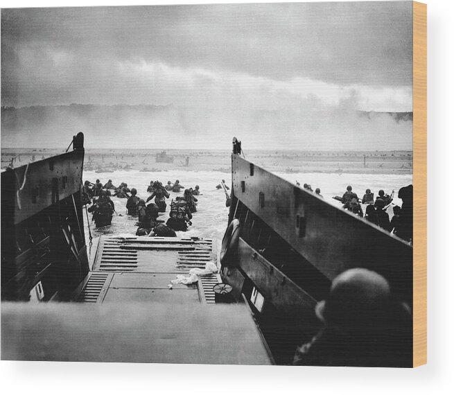 Human Wood Print featuring the photograph D-day Landings by Robert F. Sargent, Us Coast Guard
