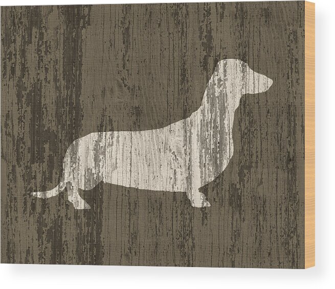 Doxie Wood Print featuring the digital art Dachshund On Wood by Flo Karp