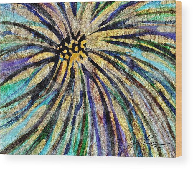 Floral Wood Print featuring the painting Daisy Blue by Joan Reese