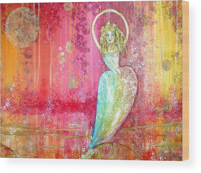 Goddess Wood Print featuring the painting Dance in the Cosmic Garden by Suzan Sommers