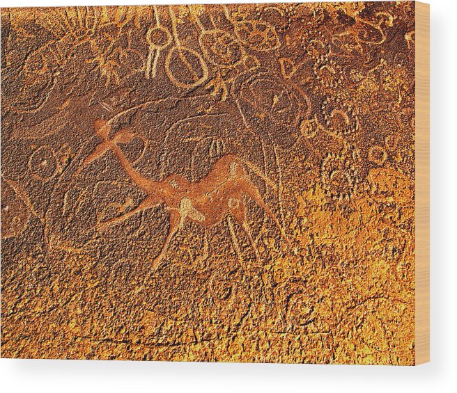 Giraffe Wood Print featuring the digital art Dancing Giraffe by Asok Mukhopadhyay