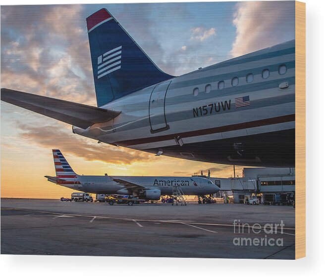 Us Airways Wood Print featuring the photograph Dawn Of Change by Alex Esguerra