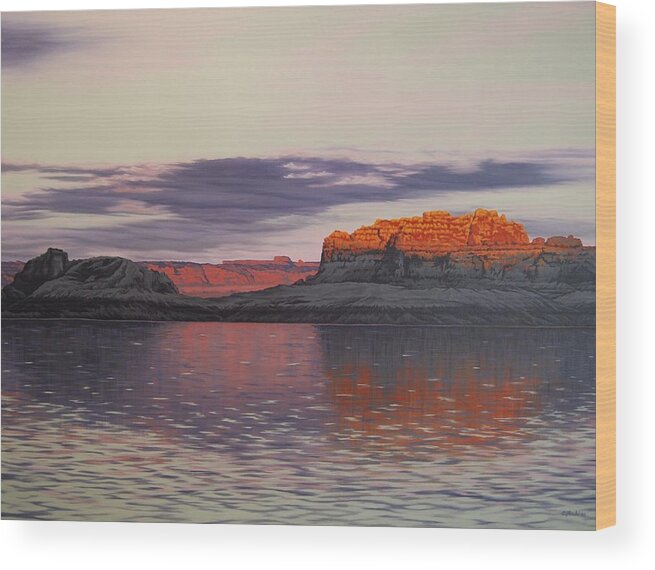 Lake Powell Wood Print featuring the painting Dawn's Early Light by Cheryl Fecht