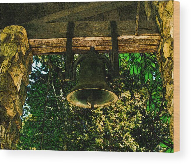 Bell Wood Print featuring the digital art Dinner Bell at The Clearing by David Blank