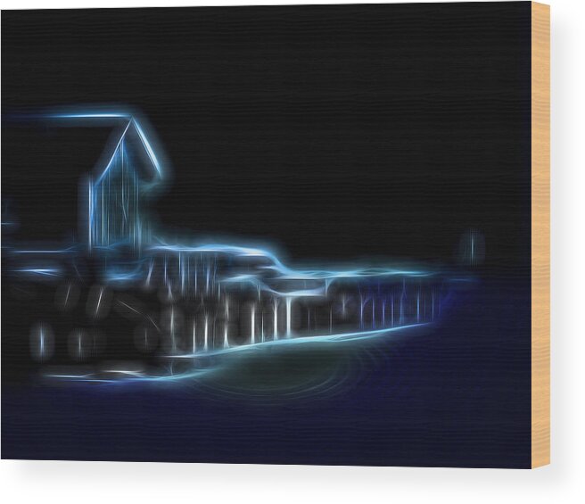 Dock Wood Print featuring the digital art Dockside Moonlight by William Horden