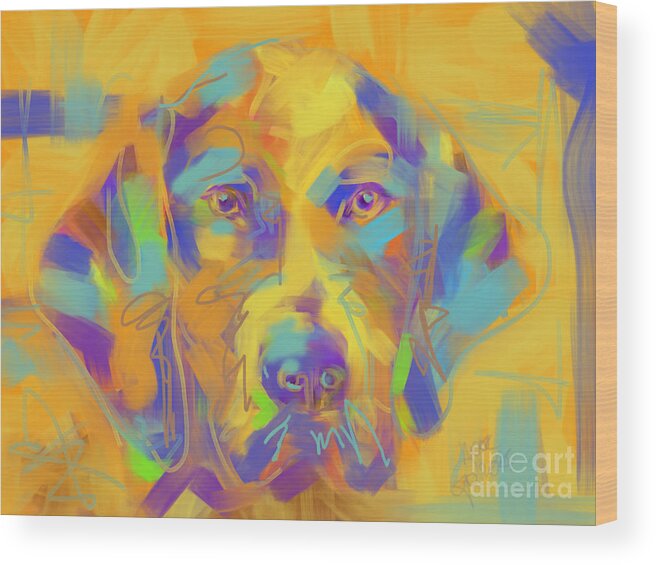 Dog Wood Print featuring the painting Dog Noor by Go Van Kampen