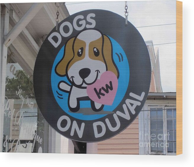 Dogs On Duval Street Wood Print featuring the photograph Dogs On Duval by Fiona Kennard