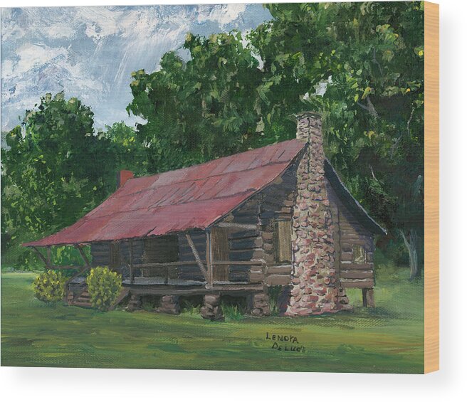 Louisiana Wood Print featuring the painting Dogtrot House in Louisiana by Lenora De Lude