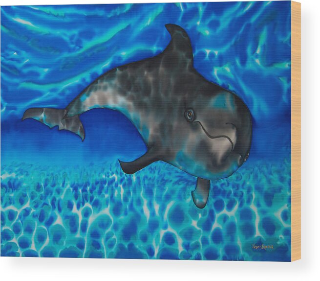 Dolphin Wood Print featuring the painting Dolphin in Saint Lucia by Daniel Jean-Baptiste