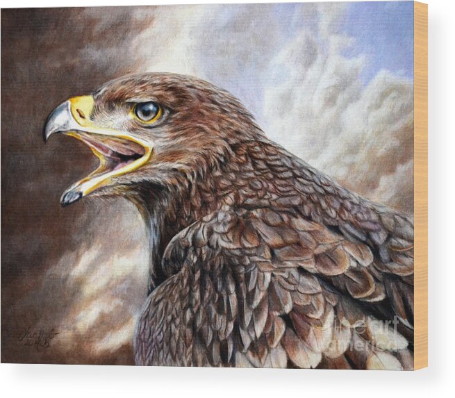 Eagle Wood Print featuring the painting Eagle cry by Lachri