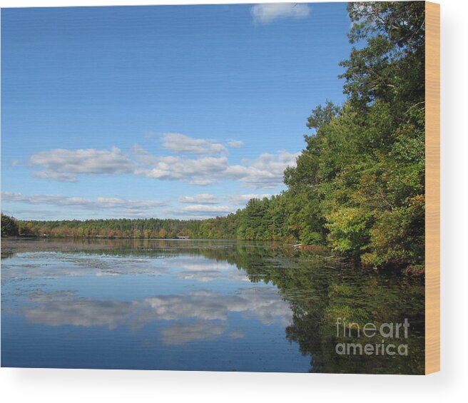 Waterscape Wood Print featuring the photograph Early Autumn Scituate Reservoir by Lili Feinstein