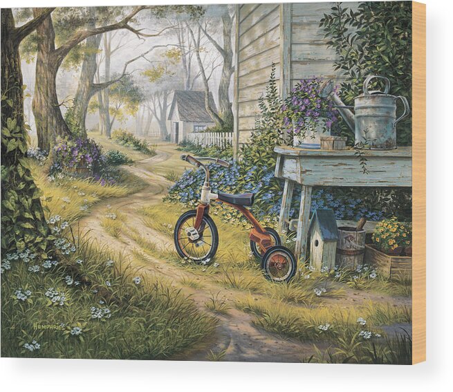 Michael Humphries Wood Print featuring the painting Easy Rider by Michael Humphries