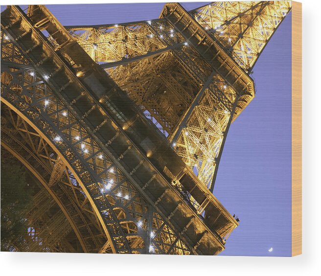 Paris Wood Print featuring the photograph Eiffel Tower and Purple Sky by Hermes Fine Art