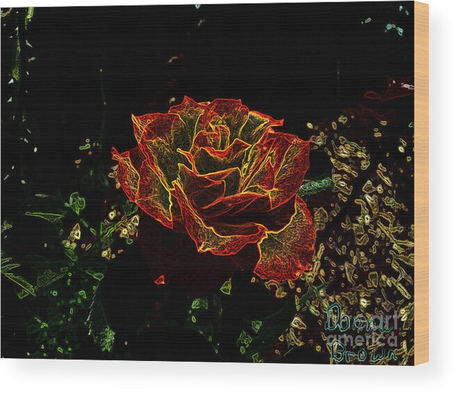 Flower Wood Print featuring the photograph Electric Rose by Donna Brown