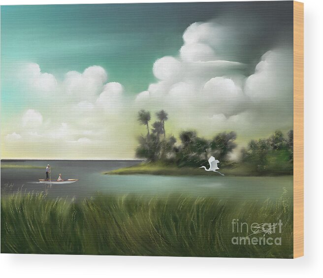 Landscapes Wood Print featuring the painting Enchanted Florida by Artificium -