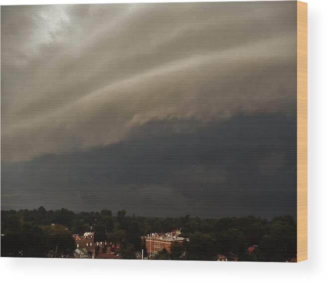 Storm Wood Print featuring the photograph Encroaching Shelf Cloud by Ed Sweeney