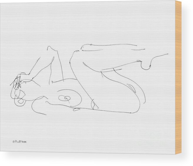 Erotic Renderings Wood Print featuring the drawing Erotic-Drawings-GPunt-25 by Gordon Punt
