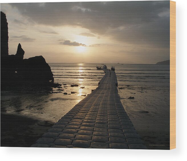 Sea Wood Print featuring the photograph Evening on the Dock by Brian Gilna