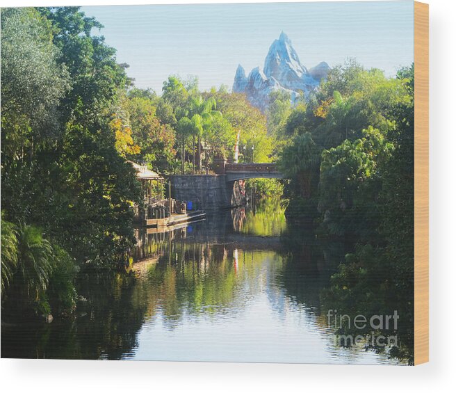 Expedition Everest Disney Animal Kingdom River Bridge Asia Wood Print featuring the photograph Everest by Nora Martinez
