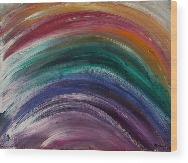 Prophetic Art Wood Print featuring the painting Everlasting Covenant Rainbow by Christine Nichols