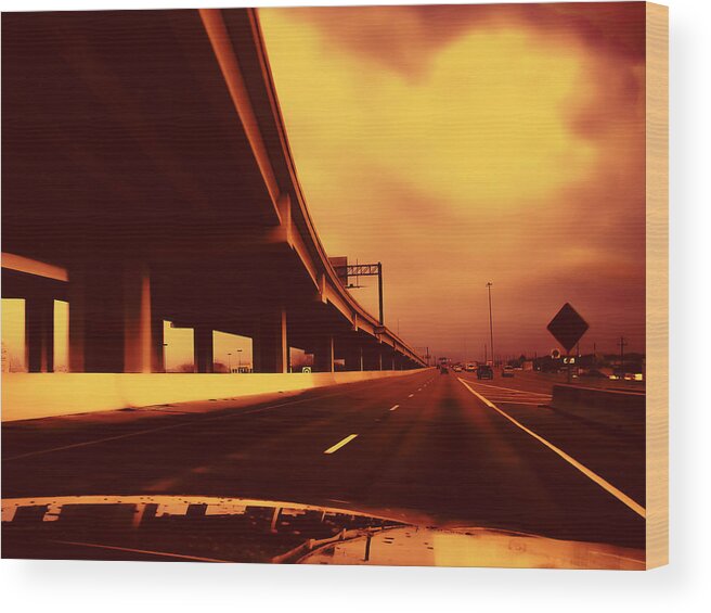 I-35 Wood Print featuring the photograph Everybody's Out Of Town - Sundown by Wendy J St Christopher