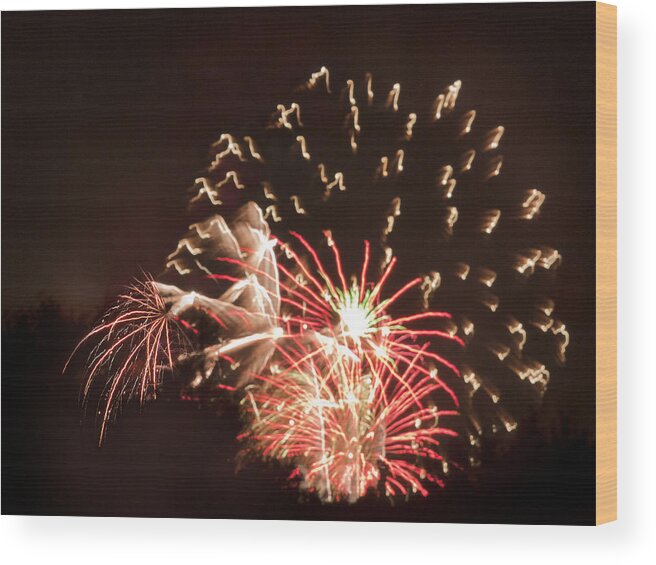Fireworks Wood Print featuring the photograph Faerie In The Fireworks by Terri Harper