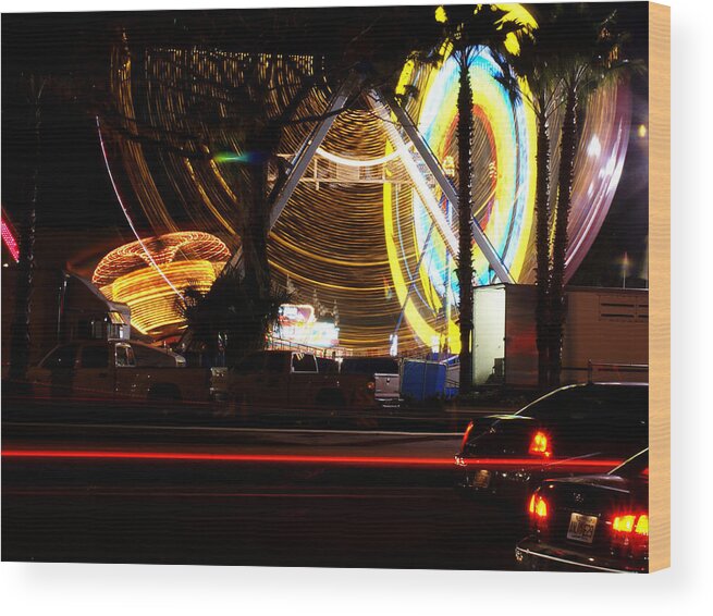 Amusement Park Wood Print featuring the photograph Fair in Motion by Chauncy Holmes
