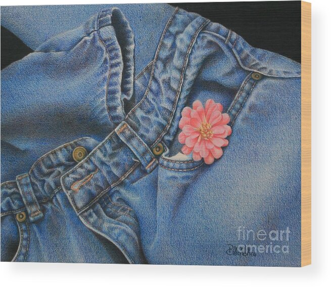 Drawings Wood Print featuring the drawing Favorite Jeans by Pamela Clements