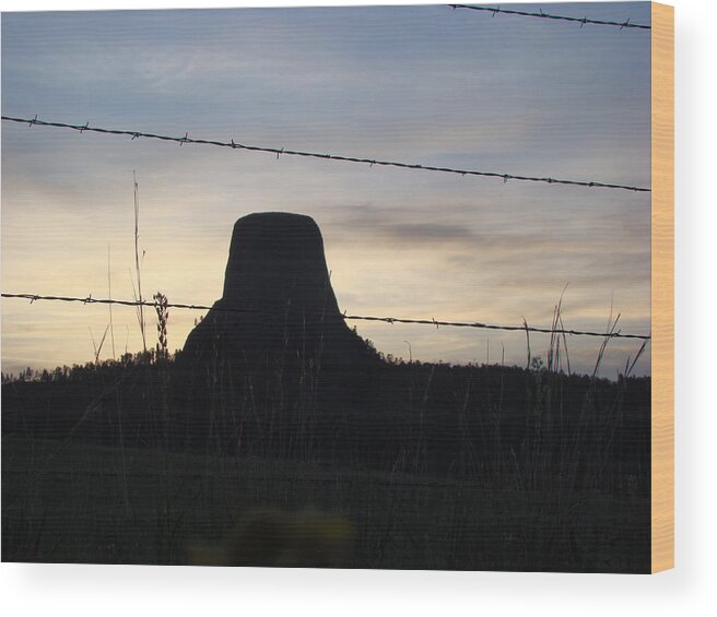 Devils Tower Wood Print featuring the photograph Fencing Devil's Tower by Cathy Anderson