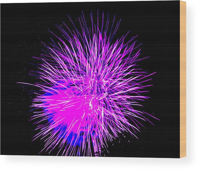 Fireworks Wood Print featuring the photograph Fireworks in Purple by Michael Porchik