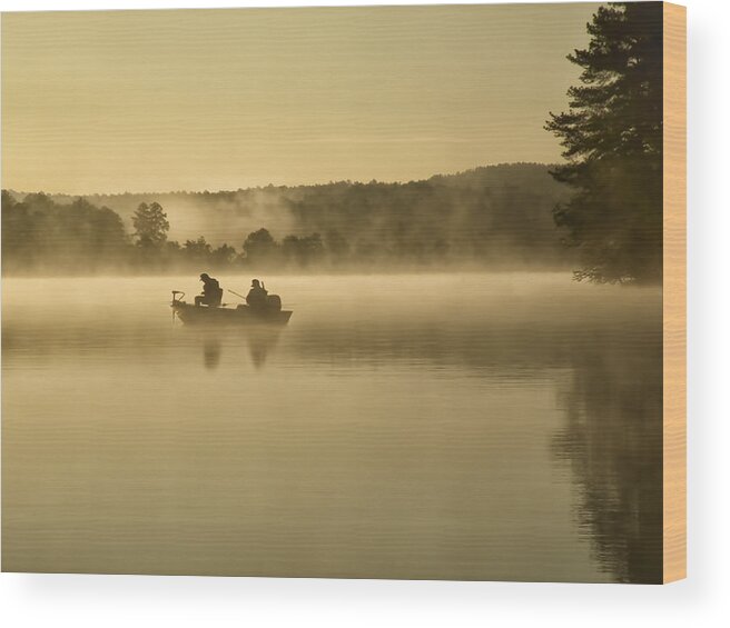 Fishing At Sunrise Wood Print featuring the photograph Fishermen by Steven Michael