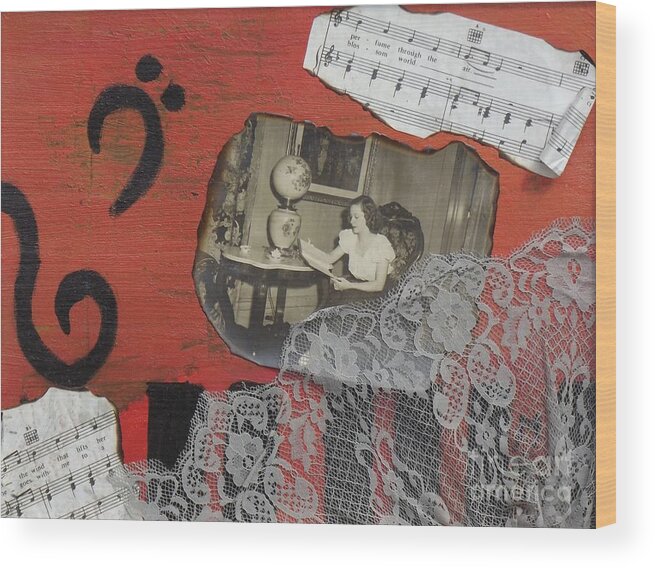 Music Wood Print featuring the mixed media Floating Memories by Margaret Harmon