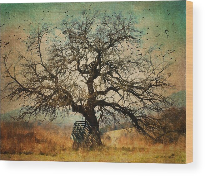 Birds Wood Print featuring the photograph Flock Of Birds by Kathy Jennings