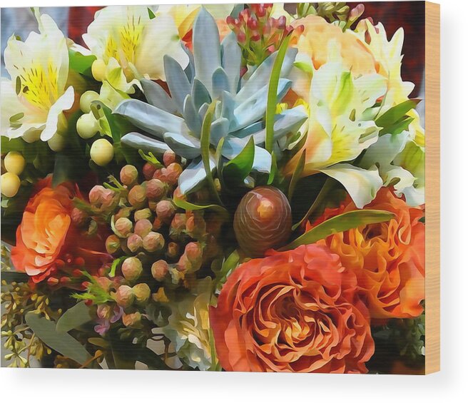 Floral Wood Print featuring the photograph Floral Arrangement 1 by David T Wilkinson