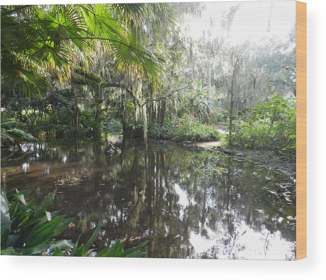 Nature Wood Print featuring the photograph Florida Garden Pond by Deborah Ferree