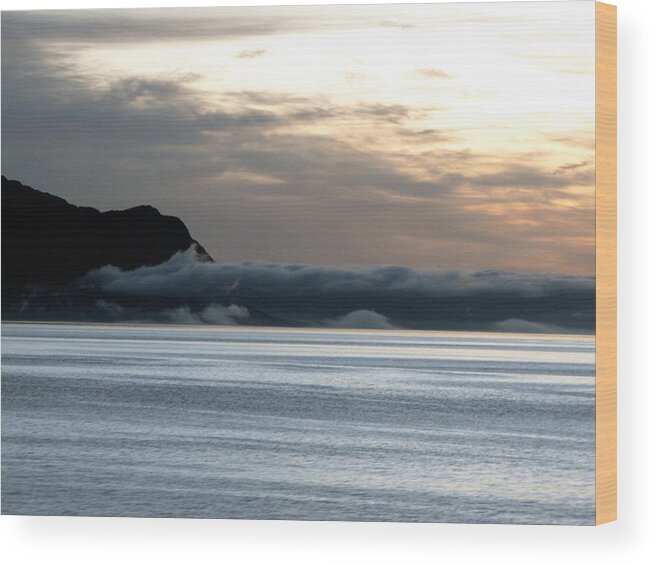 Alaska Wood Print featuring the photograph Fog Roll Sunset by Jennifer Wheatley Wolf